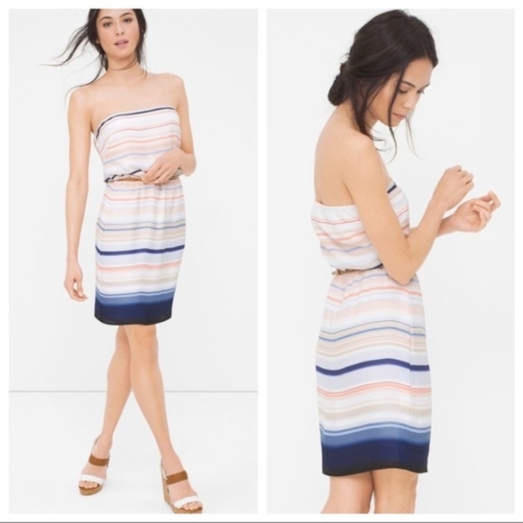 White House Black Market Striped Blouson Sundress - Picture 1 of 4